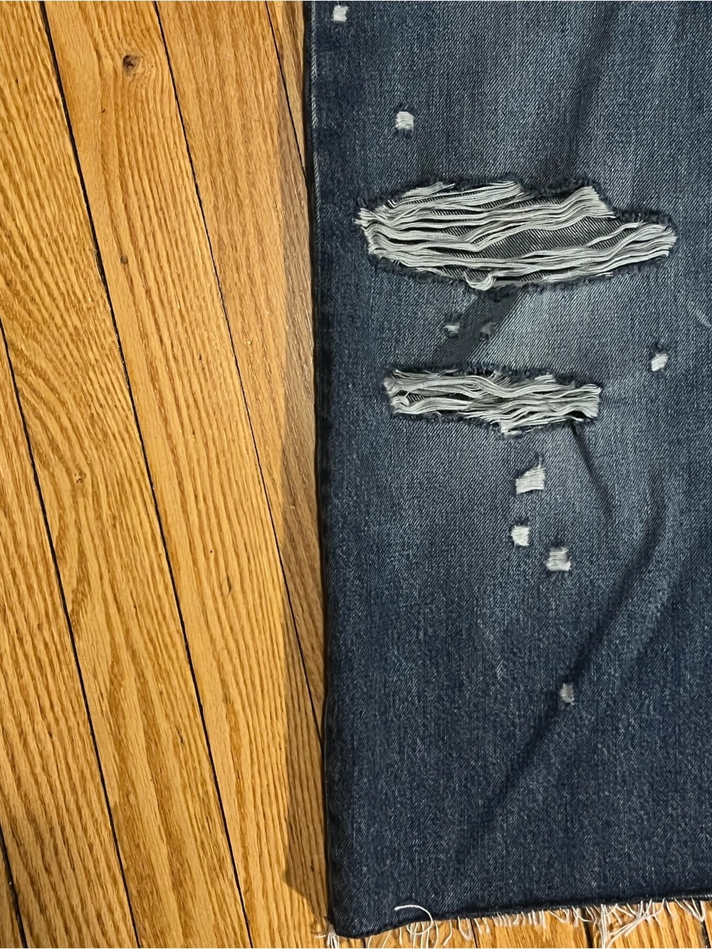 Zara Dark Blue Distressed Denim Jean Shorts - Picture 2 of 4